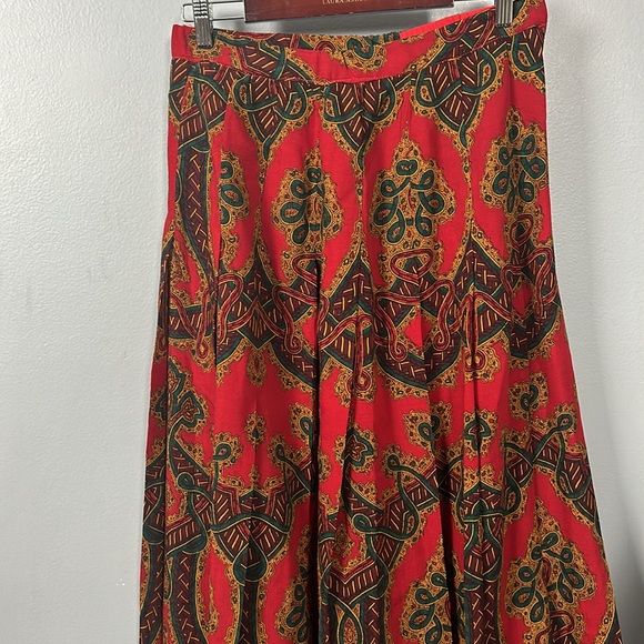 Gloria Sachs New York Neiman Marcus Vintage Red Pleated Skirt size 10 - Picture 2 of 15
